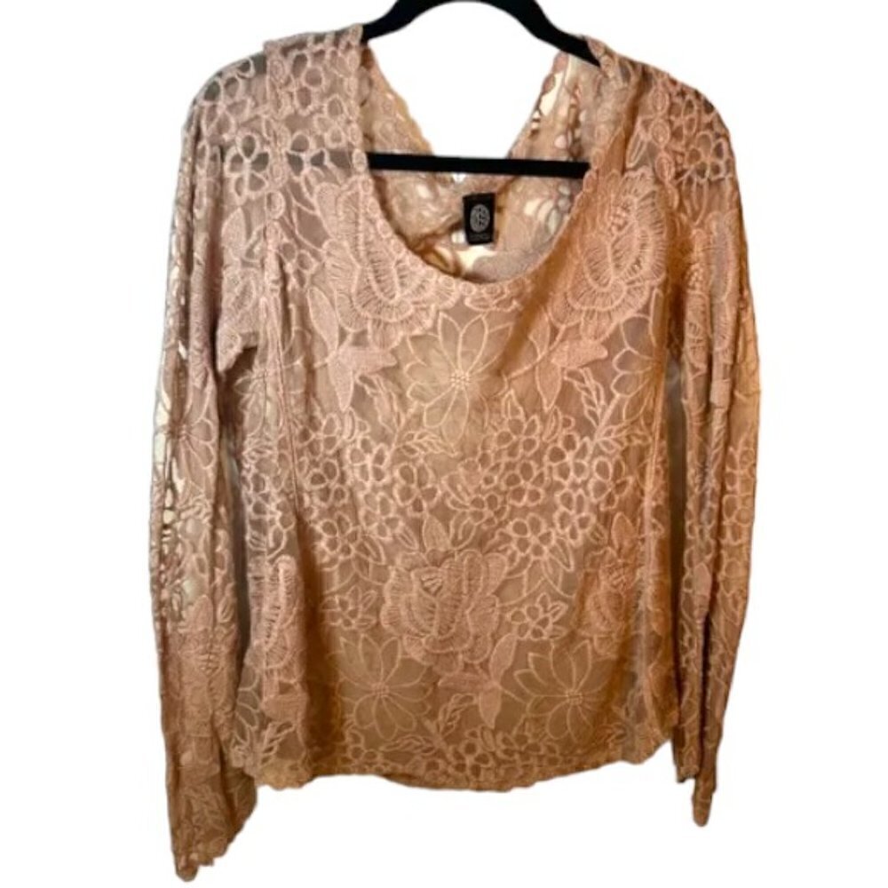 Bobeau Light Mauve Lace Sheet Women’s Blouse Size Medium